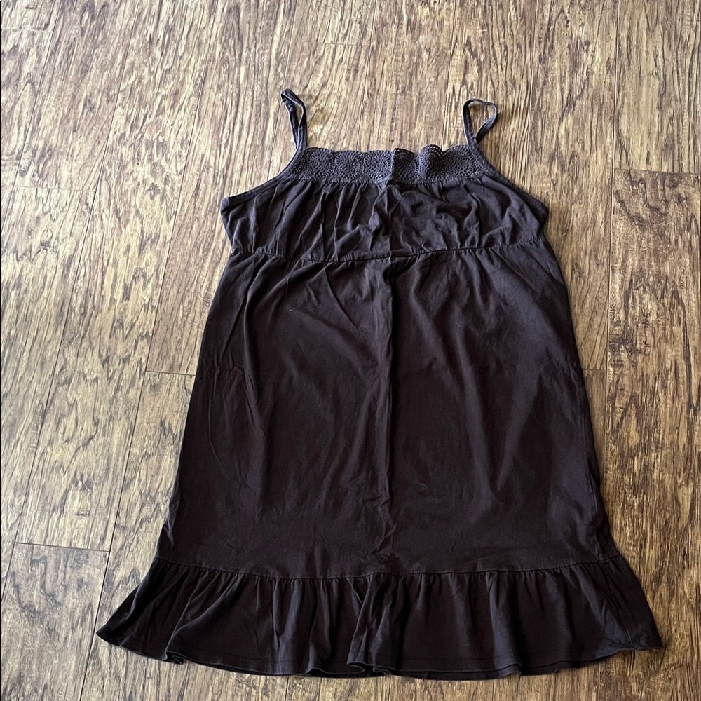 Brown Sleeveless Ruffle Hem Sundress